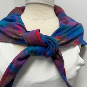 Vintage Avon Fashions Wool Blend Colorful Plaid Women's Scarf